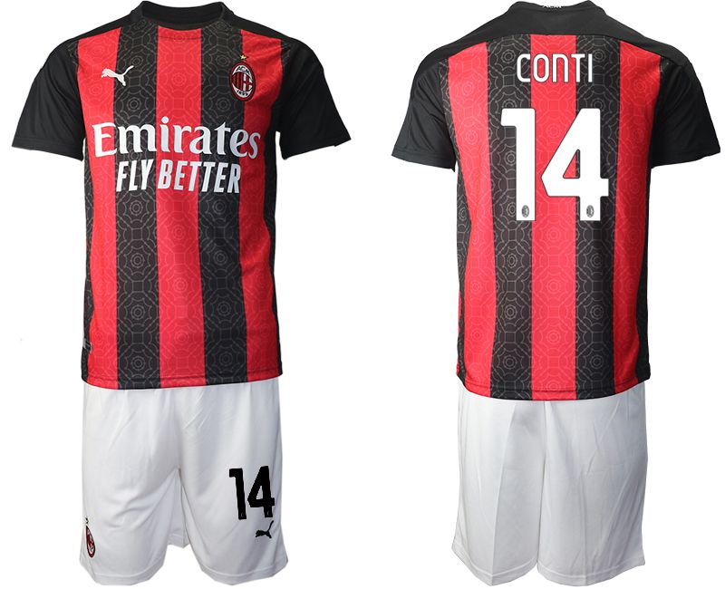 Men 2020-2021 club AC milan home #14 red Soccer Jerseys